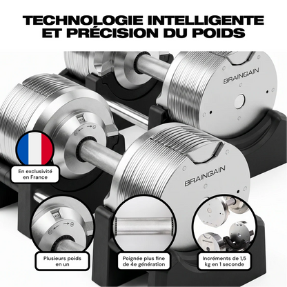 SmartBells™ Pro Haltères Réglables 41,5 kg – Chrome