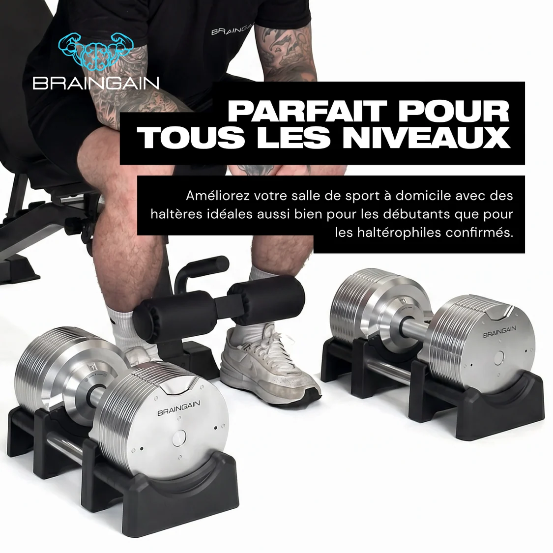 SmartBells™ Pro Haltères Réglables 41,5 kg – Chrome